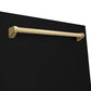 ZLINE Autograph Edition 24 in. Monument Series 3rd Rack Dishwasher with Auto Door Open Drying, 44dBa, Black Matte Panel with Champagne Bronze Handle (DWMTZ-BLM-24-CB)