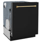 ZLINE Autograph Edition 24 in. Monument Series 3rd Rack Dishwasher with Auto Door Open Drying, 44dBa, Black Matte Panel with Champagne Bronze Handle (DWMTZ-BLM-24-CB)