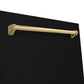 ZLINE Autograph Edition 24 in. Monument Series 3rd Rack Dishwasher with Auto Door Open Drying, 44dBa, Black Matte Panel with Polished Gold Handle (DWMTZ-BLM-24-G)