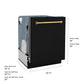 ZLINE Autograph Edition 24 in. Monument Series 3rd Rack Dishwasher with Auto Door Open Drying, 44dBa, Black Matte Panel with Polished Gold Handle (DWMTZ-BLM-24-G)