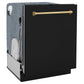 ZLINE Autograph Edition 24 in. Monument Series 3rd Rack Dishwasher with Auto Door Open Drying, 44dBa, Black Matte Panel with Polished Gold Handle (DWMTZ-BLM-24-G)