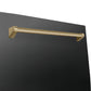 ZLINE Autograph Edition 24 in. Monument Series 3rd Rack Dishwasher with Auto Door Open Drying, 44dBa, Black Stainless Steel Panel with Champagne Bronze Handle (DWMTZ-BS-24-CB)