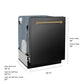 ZLINE Autograph Edition 24 in. Monument Series 3rd Rack Dishwasher with Auto Door Open Drying, 44dBa, Black Stainless Steel Panel with Champagne Bronze Handle (DWMTZ-BS-24-CB)