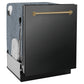 ZLINE Autograph Edition 24 in. Monument Series 3rd Rack Dishwasher with Auto Door Open Drying, 44dBa, Black Stainless Steel Panel with Champagne Bronze Handle (DWMTZ-BS-24-CB)