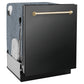 ZLINE Autograph Edition 24 in. Monument Series 3rd Rack Dishwasher with Auto Door Open Drying, 44dBa, Black Stainless Steel Panel with Polished Gold Handle (DWMTZ-BS-24-G)