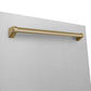 ZLINE Autograph Edition 24 in. Monument Series 3rd Rack Dishwasher with Auto Door Open Drying, 44dBa, Satin Stainless Steel Panel with Champagne Bronze Handle (DWMTZ-SN-24-CB)
