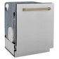 ZLINE Autograph Edition 24 in. Monument Series 3rd Rack Dishwasher with Auto Door Open Drying, 44dBa, Satin Stainless Steel Panel with Champagne Bronze Handle (DWMTZ-SN-24-CB)