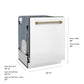 ZLINE Autograph Edition 24 in. Monument Series 3rd Rack Dishwasher with Auto Door Open Drying, 44dBa, White Matte Panel with Champagne Bronze Handle (DWMTZ-WM-24-CB)