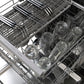 ZLINE Autograph Edition 24 in. Monument Series 3rd Rack Dishwasher with Auto Door Open Drying, 44dBa, White Matte Panel with Polished Gold Handle (DWMTZ-WM-24-G)