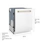 ZLINE Autograph Edition 24 in. Monument Series 3rd Rack Dishwasher with Auto Door Open Drying, 44dBa, White Matte Panel with Polished Gold Handle (DWMTZ-WM-24-G)