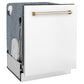 ZLINE Autograph Edition 24 in. Monument Series 3rd Rack Dishwasher with Auto Door Open Drying, 44dBa, White Matte Panel with Polished Gold Handle (DWMTZ-WM-24-G)