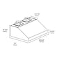 ZLINE Under Cabinet Outdoor Grill Hood with Size Options (GOU1) dimensional diagram.