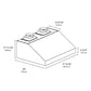 ZLINE Under Cabinet Outdoor Grill Hood with Size Options (GOU1) dimensional diagram.