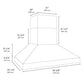 ZLINE Wall Mount Outdoor Grill Hood with Size Options (GOW1) dimensional diagram.