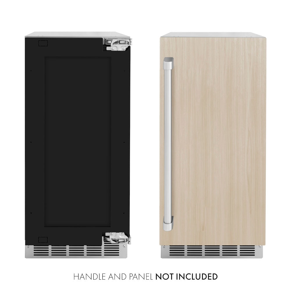 ZLINE 15 in. Touchstone Clear Cube Ice Maker with Drain Pump and Panel Ready Door (ICCDP-15) front.