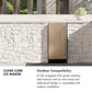 Clear Cube Ice Maker Infographic. Outdoor Compatibility. Text: A fully wrapped 430-grade stainless steel exterior with anti-sweat and waterproof design is compatible with outdoor installation.