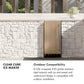 Clear Cube Ice Maker Infographic. Outdoor Compatibility. Text: A fully wrapped 430-grade stainless steel exterior with anti-sweat and waterproof design is compatible with outdoor installation.
