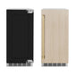 ZLINE Autograph Edition 15 in. Touchstone Clear Cube Ice Maker with Drain Pump and Panel Ready Door with Champagne Bronze Handle (ICCDPZ-15-CB) front, panel ready unit side-by-side unit with custom panels.