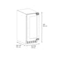 ZLINE Autograph Edition 15 in. Touchstone Clear Cube Ice Maker with Drain Pump and Panel Ready Door with Polished Gold Handle (ICCDPZ-15-G) dimensional diagram.