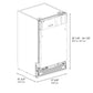 ZLINE 18 in. Tallac Series 3rd Rack Top Control Built-In Dishwasher with Stainless Steel Tub, 51dBa, Open Box-Good Condition dimensional diagram.
