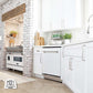 ZLINE 24 in. White Matte Top Control Built-In Dishwasher with Stainless Steel Tub and Traditional Style Handle, 52dBa (DW-WM-24) built-in to cabinets in a luxury kitchen.