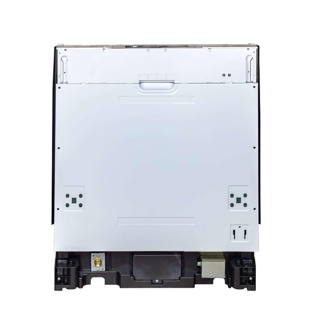 ZLINE 24 in. Top Control Built-In Dishwasher with Satin Stainless Steel Panel and Stainless Steel Tub with Modern Style Handle, 52dBa (DW-SN-24) front, without panel, closed.