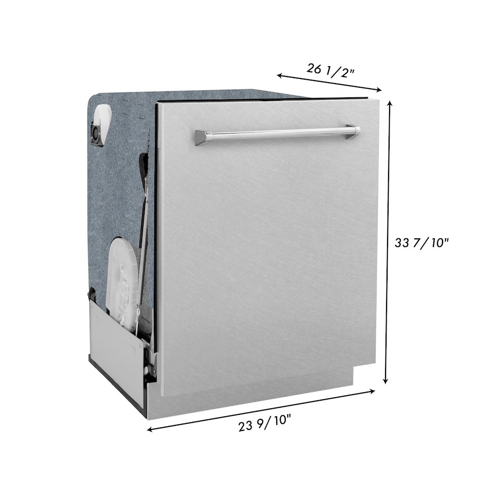 ZLINE 24 in. Monument Series 3rd Rack Top Touch Control Dishwasher with Satin Stainless Steel Panel and Stainless Steel Tub, 45dBa (DWMT-SN-24)