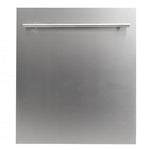 ZLINE 24 in. Stainless Steel Top Control Built-In Dishwasher with Stainless Steel Tub and Modern Style Handle, 52dBa (DW-304-24) front, closed.