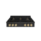 ZLINE 36 in. Autograph Edition Paramount Gas Rangetop with 6 Burners and Porcelain Cooktop in Black Stainless Steel with Champagne Bronze Accents (SRTBZ-36-CB) front.