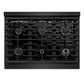 ZLINE Autograph Edition 36 in. Paramount Gas Rangetop with 6 Burners and Porcelain Cooktop in Black Stainless Steel with Champagne Bronze Accents, Open Box-Good Condition