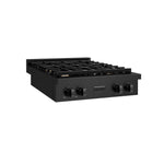 ZLINE 30 in. Paramount Gas Rangetop with 4 Brass Burners and Porcelain Cooktop in Black Stainless Steel (SRTB-BR-30) side.