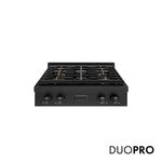 ZLINE 30 in. Paramount Gas Rangetop with 4 Burner DuoPro™ Cooktop in Black Stainless Steel, Open Box-Good Condition