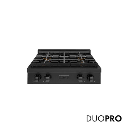 ZLINE 30 in. Paramount Gas Rangetop with 4 Burner DuoPro™ Cooktop in Black Stainless Steel, Open Box-Good Condition