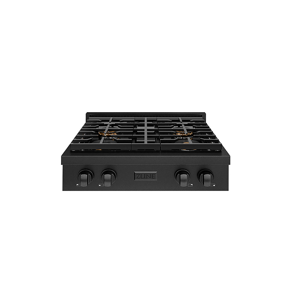 ZLINE 30 in. Paramount Gas Rangetop with 4 Burner DuoPro™ Cooktop in Black Stainless Steel, Open Box-Good Condition