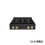 ZLINE Autograph Edition 30 in. Paramount Gas Rangetop with 4 Burner DuoPro™ Cooktop in Black Stainless Steel and Champagne Bronze Accents, Open Box-Good Condition