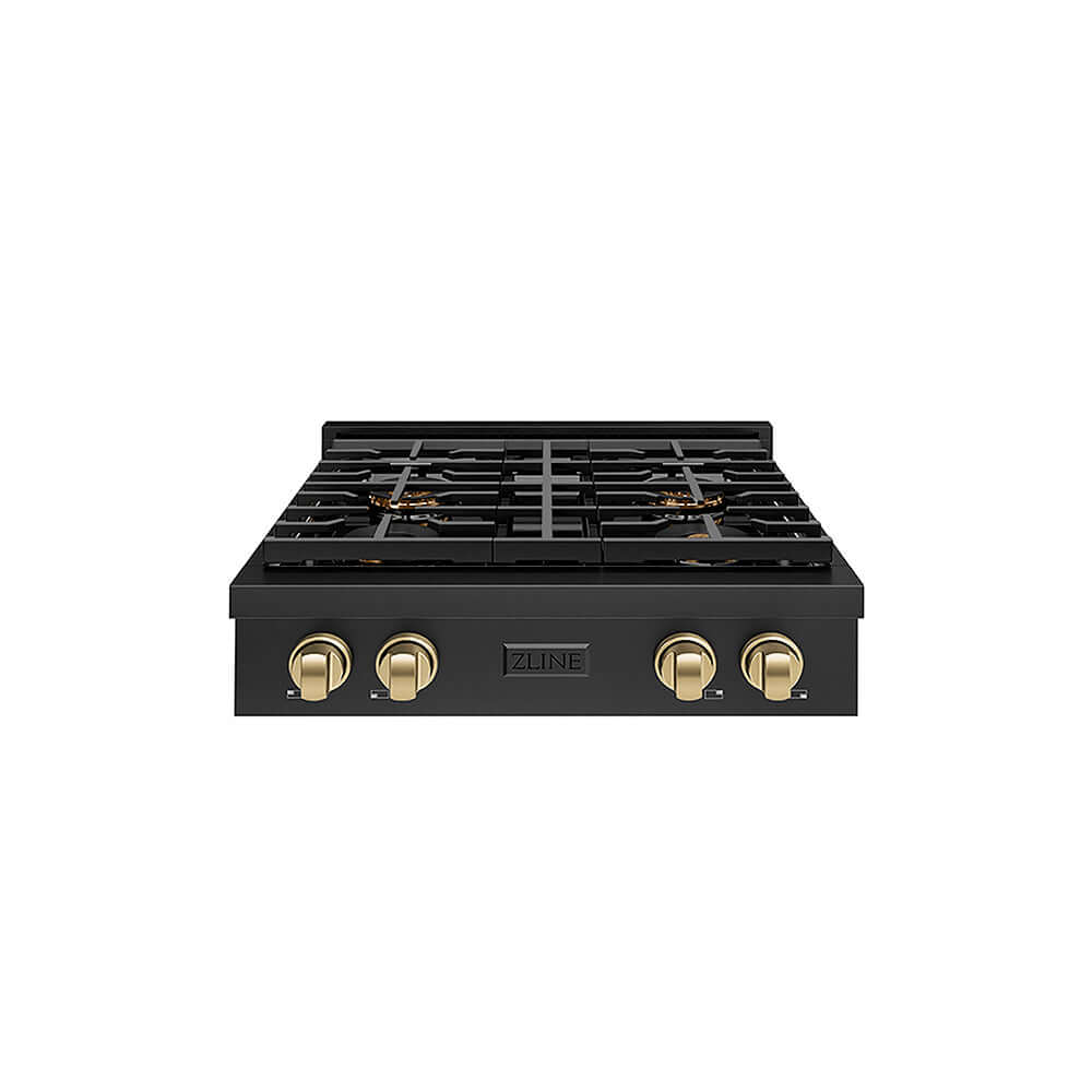 ZLINE Autograph Edition 30 in. Paramount Gas Rangetop with 4 Burner DuoPro™ Cooktop in Black Stainless Steel and Champagne Bronze Accents, Open Box-Good Condition