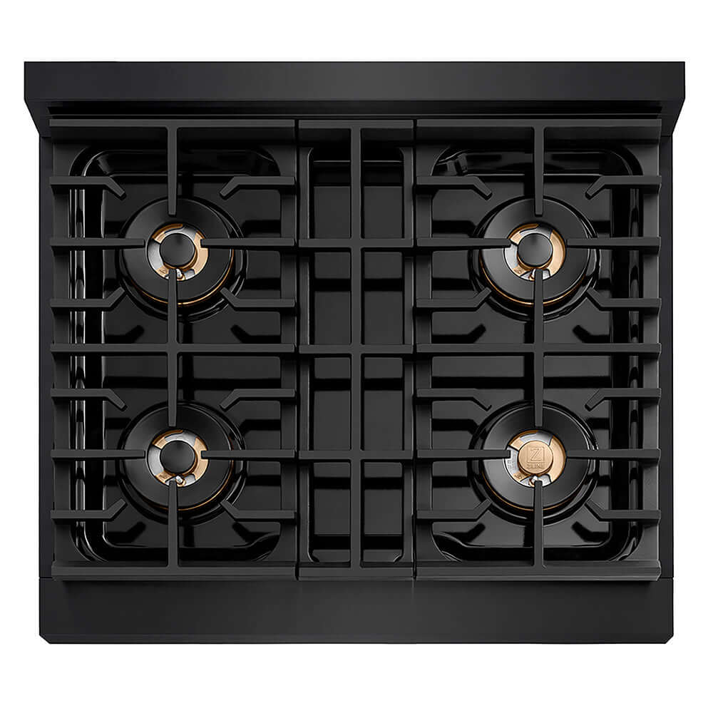 ZLINE Autograph Edition 30 in. Paramount Gas Rangetop with 4 Burner DuoPro™ Cooktop in Black Stainless Steel and Champagne Bronze Accents, Open Box-Good Condition