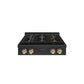 ZLINE Autograph Edition 30 in. Paramount Gas Rangetop with 4 Burner DuoPro™ Cooktop in Black Stainless Steel and Polished Gold Accents, Open Box-Good Condition