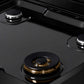 ZLINE 30 in. Paramount Gas Rangetop with 4 Burners and Porcelain Cooktop in Black Stainless Steel (SRTB-30) close-up detail, black porcelain cooktop without grates.
