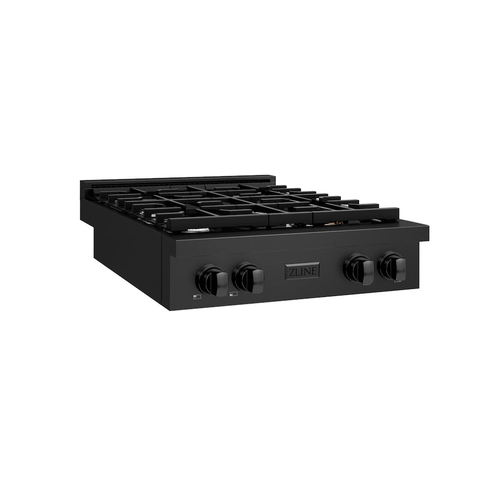 ZLINE 30 in. Paramount Gas Rangetop with 4 Burners and Porcelain Cooktop in Black Stainless Steel, Open Box-Good Condition