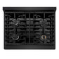 ZLINE 30 in. Paramount Gas Rangetop with 4 Burners and Porcelain Cooktop in Black Stainless Steel (SRTB-30) top-down, above cooktop.