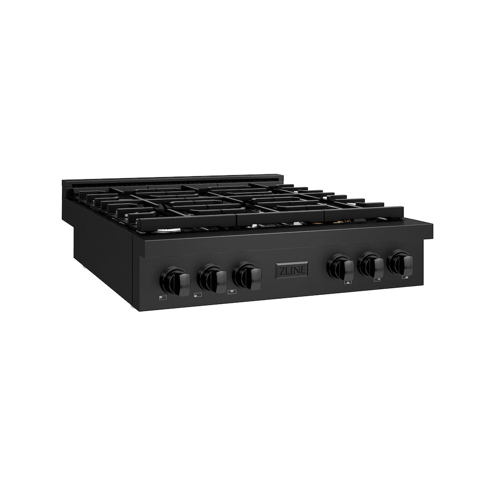 ZLINE 36 in. Paramount Gas Rangetop with 6 Burners and Porcelain Cooktop in Black Stainless Steel, Open Box-Good Condition
