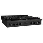 ZLINE 48 in. Paramount Gas Rangetop with 8 Burners and Porcelain Cooktop in Black Stainless Steel (SRTB-48) side.
