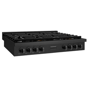 ZLINE 48 in. Paramount Gas Rangetop with 8 Burners and Porcelain Cooktop in Black Stainless Steel, Open Box-Great Condition main image.