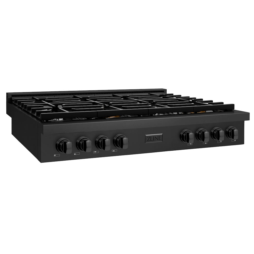 ZLINE 48 in. Paramount Gas Rangetop with 8 Burners and Porcelain Cooktop in Black Stainless Steel, Open Box-Good Condition