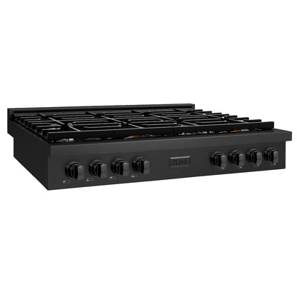 ZLINE 48 in. Paramount Gas Rangetop with 8 Burners and Porcelain Cooktop in Black Stainless Steel, Open Box-Good Condition