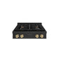 ZLINE Autograph Edition 30 in. Paramount Gas Rangetop with 4 Burners and Porcelain Cooktop in Black Stainless Steel with Champagne Bronze Accents, Open Box-Good Condition