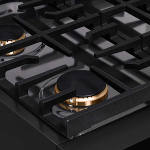 ZLINE Autograph Edition 30 in. Paramount Gas Rangetop with 4 Burners and Porcelain Cooktop in Black Stainless Steel with Champagne Bronze Accents, Open Box-Good Condition