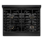 ZLINE 30 in. Autograph Edition Paramount Gas Rangetop with 4 Burners and Porcelain Cooktop in Black Stainless Steel with Champagne Bronze Accents (SRTBZ-30-CB) top-down, above cooktop.