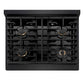 ZLINE Autograph Edition 30 in. Paramount Gas Rangetop with 4 Burners and Porcelain Cooktop in Black Stainless Steel with Champagne Bronze Accents, Open Box-Good Condition